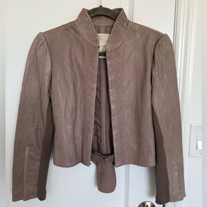 Women's Taupe Leather Jacket
